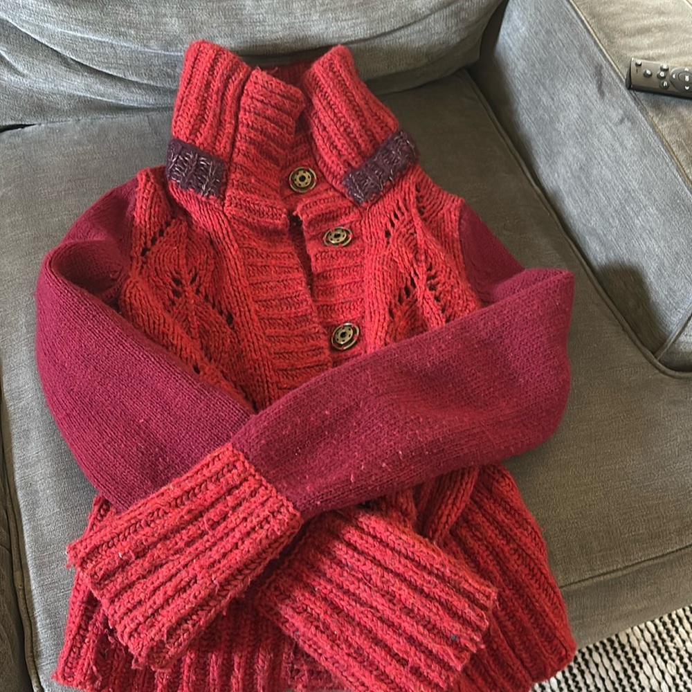 Free People Color Block Wool Sweater Jacket